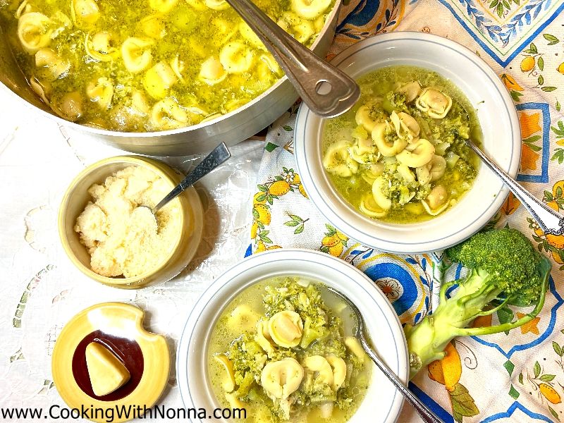 Broccoli Parmigiano Soup With Tortellini