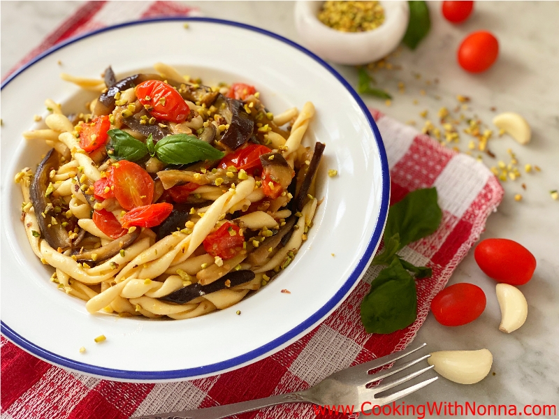 Busiate with Roasted Eggplant & Pistachio Busiate with Roasted Eggplant & Pistachio