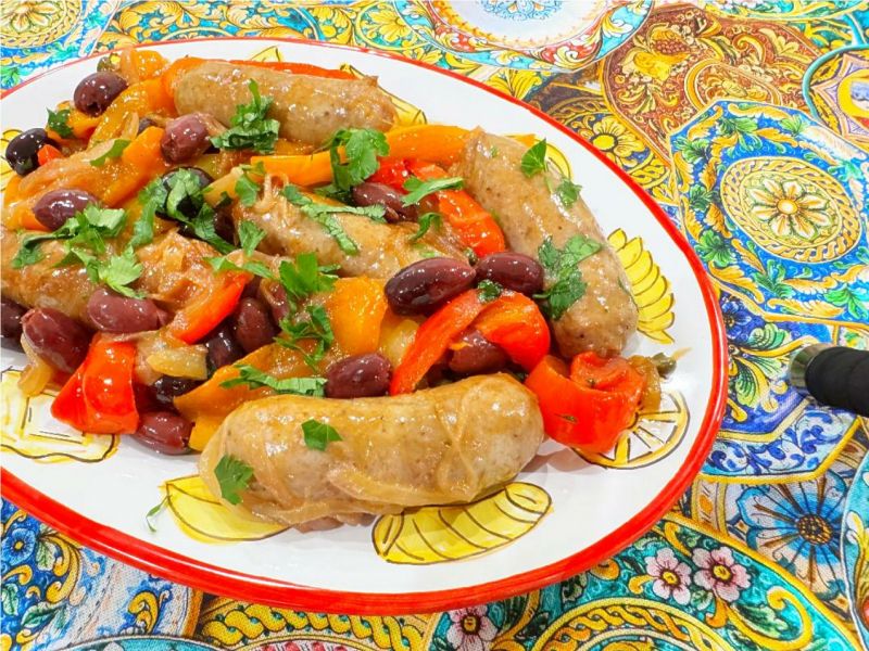 Mamma Angela’s Sausage & Peppers with Olives & Capers