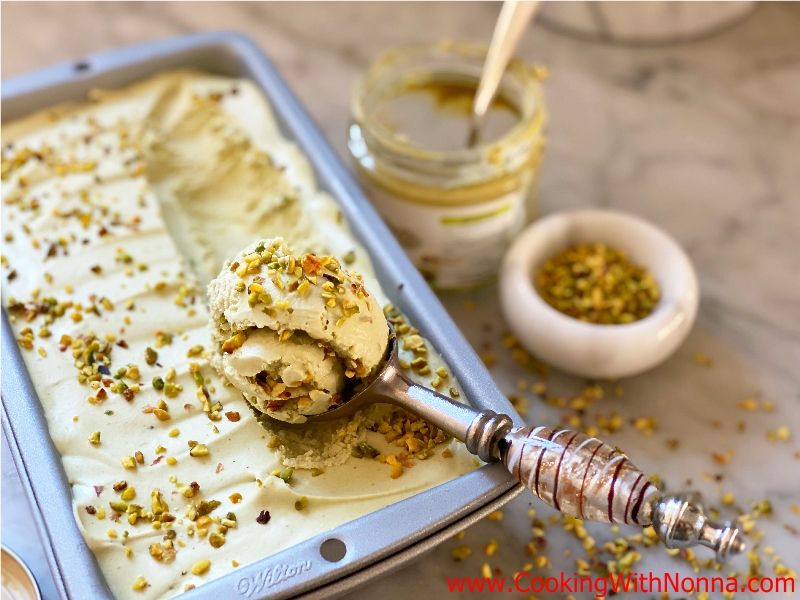 No Churn Pistachio Gelato