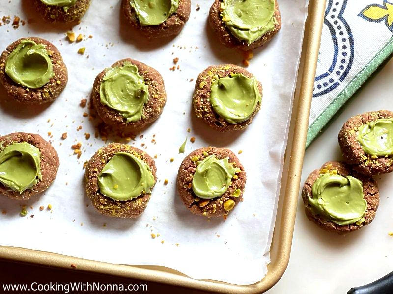 Nutella Pistachio Thumbprint Cookies