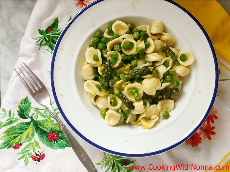 Orecchiette with Asparagus, Peas and Lemon Zest