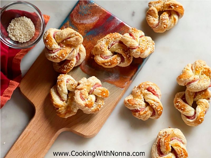 Puff Pastry Salami Knots