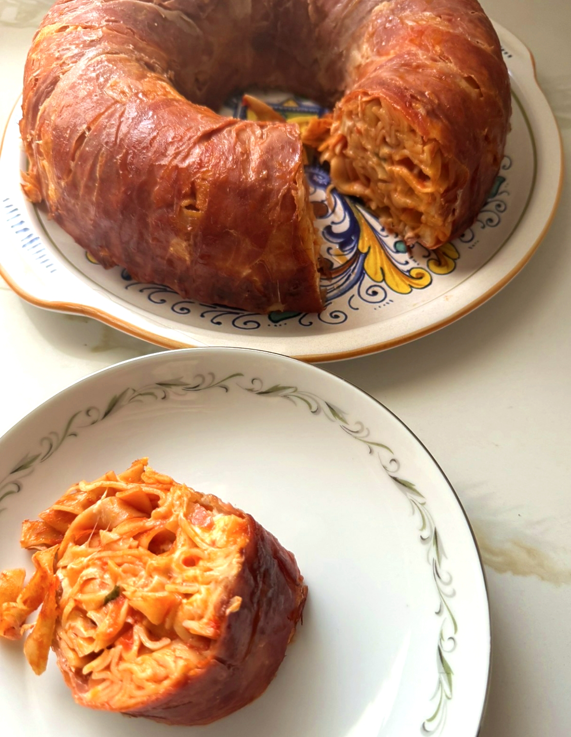 Prosciutto wrapped Tagliatelle Timballo Prosciutto wrapped Tagliatelle Timballo
