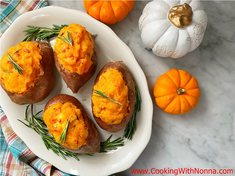 Twice Baked Sweet Potatoes With Pancetta & Rosemary Twice Baked Sweet Potatoes With Pancetta & Rosemary