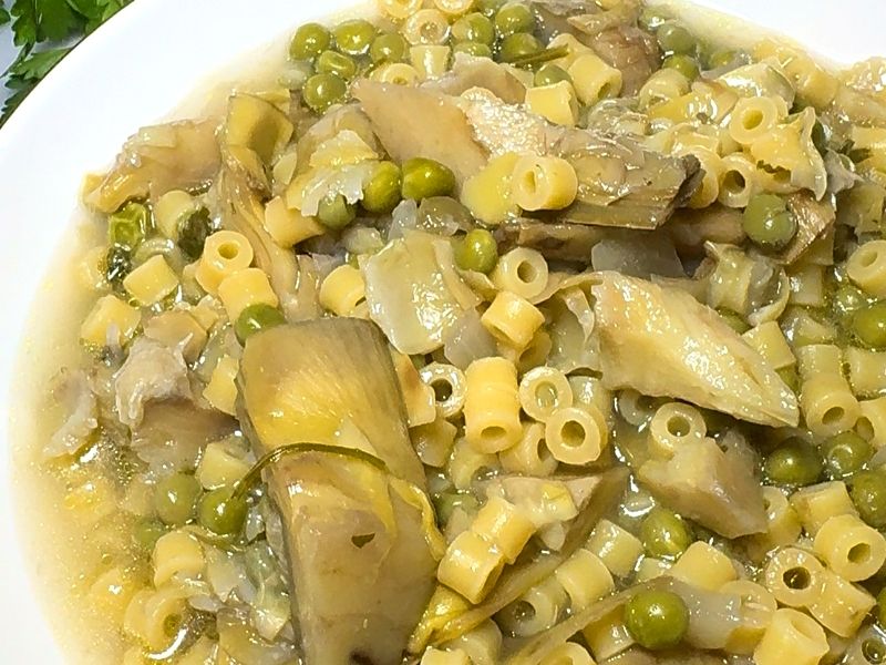 Ditalini with Artichokes and Peas
