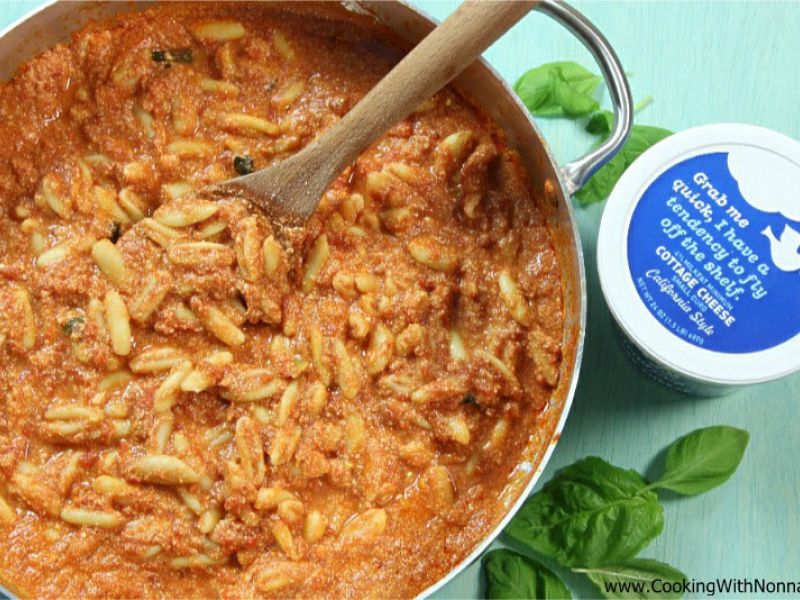 Cavatelli With Tomato Basil And Whipped Cottage Cheese