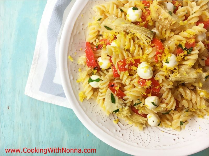 Fusilli Pasta Salad with Roasted Red Peppers and Artichokes