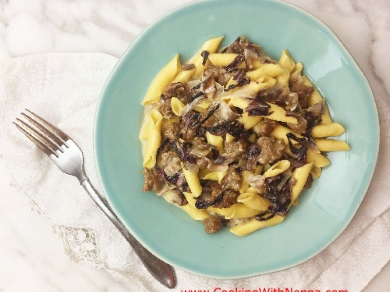 Garganelli with Sausage Radicchio and Cream