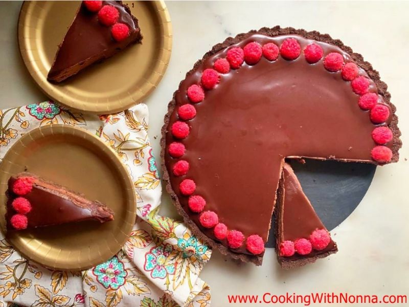 Nutella Raspberry Tart with Chocolate Ganache