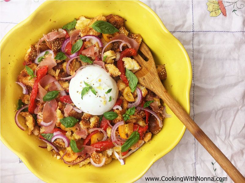 Panzanella Salad with Burrata