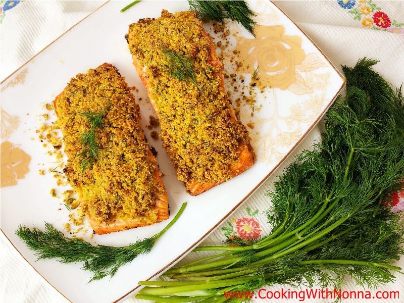 Polenta & Pistachio Crusted Salmon Recipe