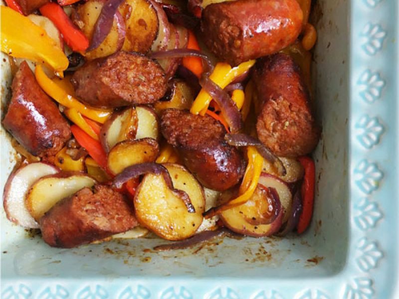 Grilled Sausages, Peppers and Potatoes - Damn Delicious