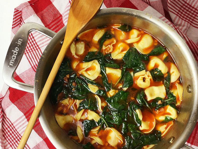 Tortellini Soup with Spinach