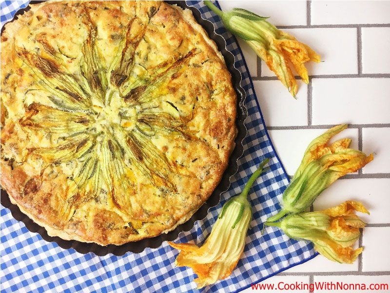 Zucchini Flowers & Ricotta Tart