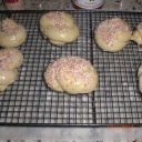 Easter baking in full swing this weekend! Just made the Love Knot cookies----the kitchen smells so good!!!  Here's batch #1 decorated! :)